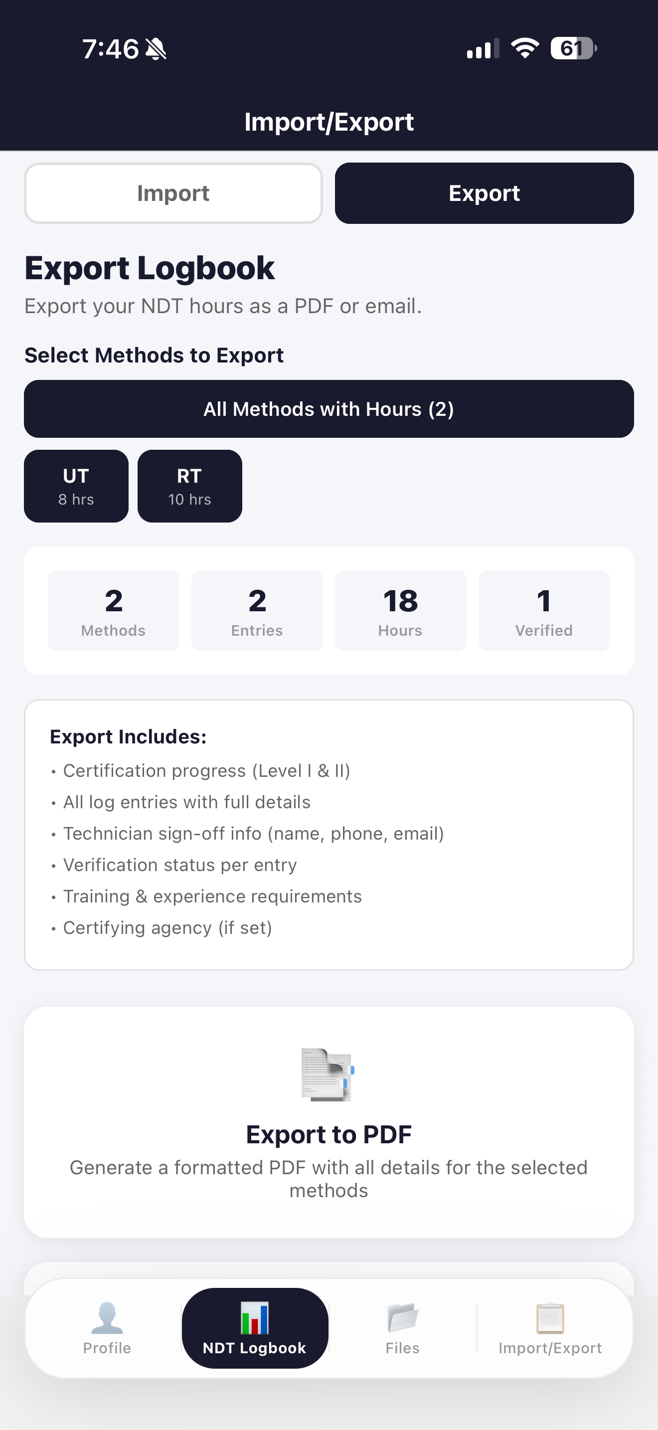 NDT Logbook — Digital Certification Tracking for NDT Professionals